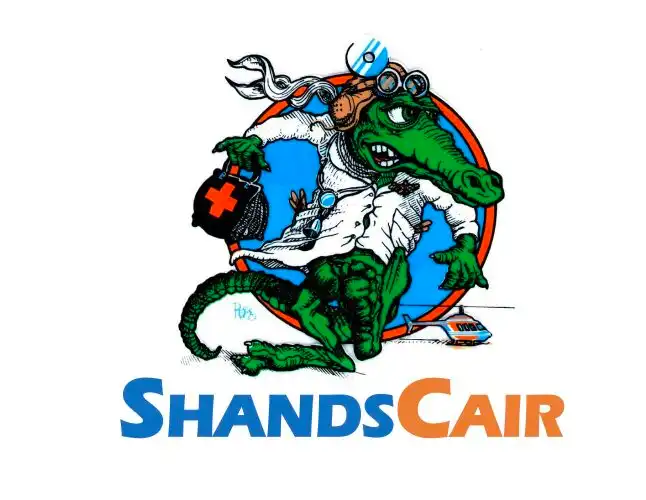ShandsCair emergency medical transport logo for Huddy's Escape Room in Gainesville Florida.